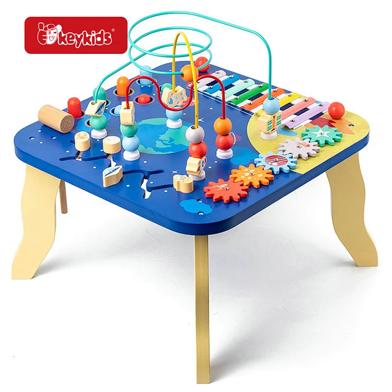 Customize Baby Montessori Wooden Toy Activity Center and Play Table with Music and Sounds W12D631